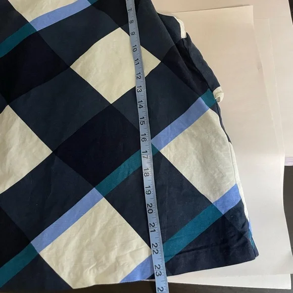 Ann Taylor Linen Blend LG Tank Top Plaid Boxy Coastal Lightweight Careerwear - Picture 14 of 16